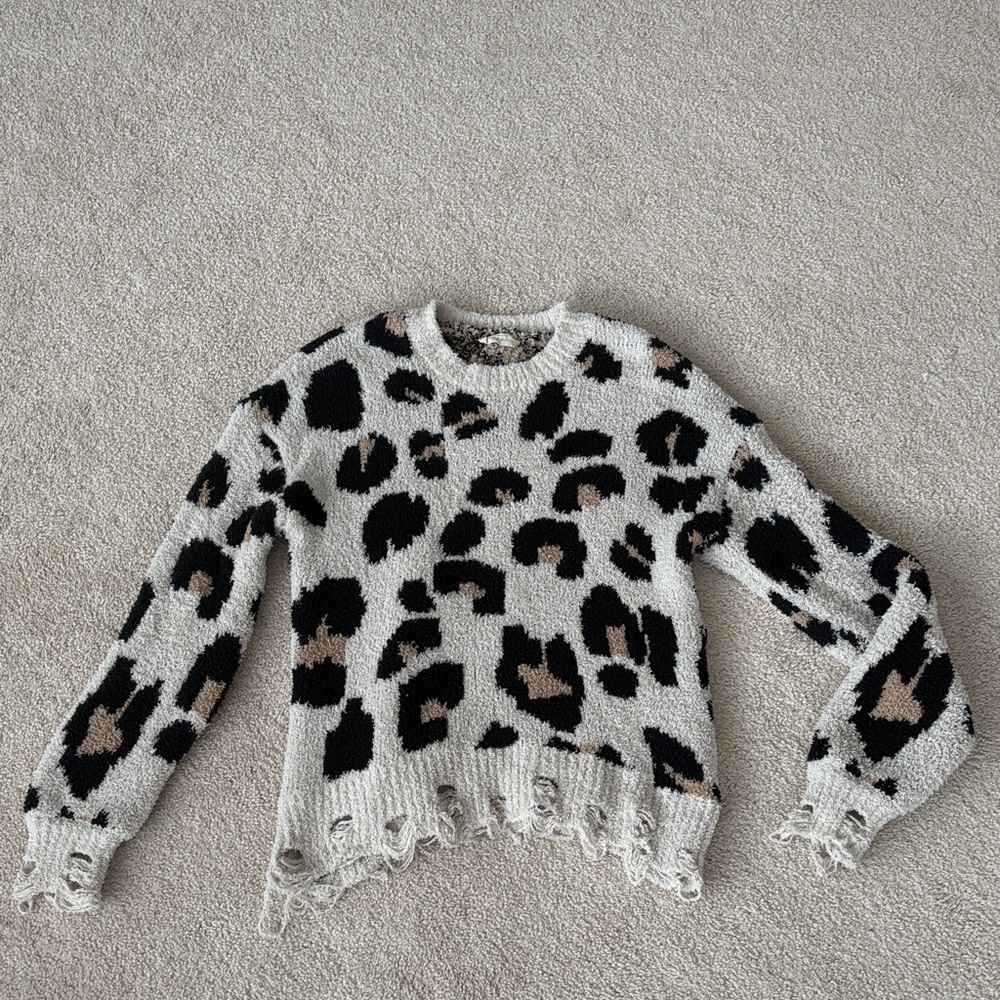 Altar'd State Leopard Print Crew Neck Sweater
